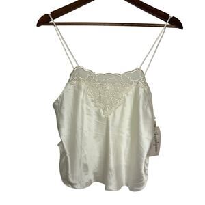 Vintage Indulgence Cream Silky Spaghetti Strap Tank Top Lingerie Lace Size S XS